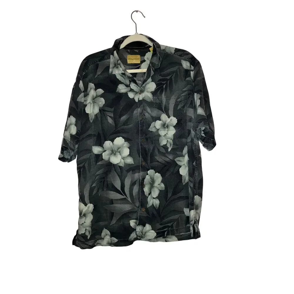 Tommy Bahama Floral Tropical Hawaiian Shirt Mens Size Large 100% Silk - Picture 1 of 3